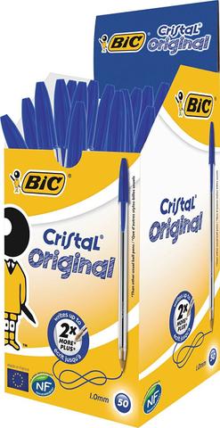 Confezione 50 Penne a Sfera BIC Cristal Original Blu 1.0 mm