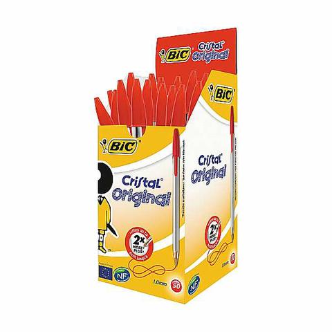Confezione 50 Penne a Sfera BIC Cristal Original Rosso 1.0 mm