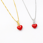 Collana veneziana argento 925 dorata con cuore in corallo mediterraneo