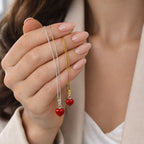 Collana veneziana argento 925 dorata con cuore in corallo mediterraneo