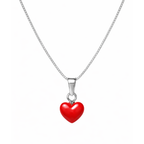 Collana veneziana argento 925 rodiata con cuore in corallo mediterraneo