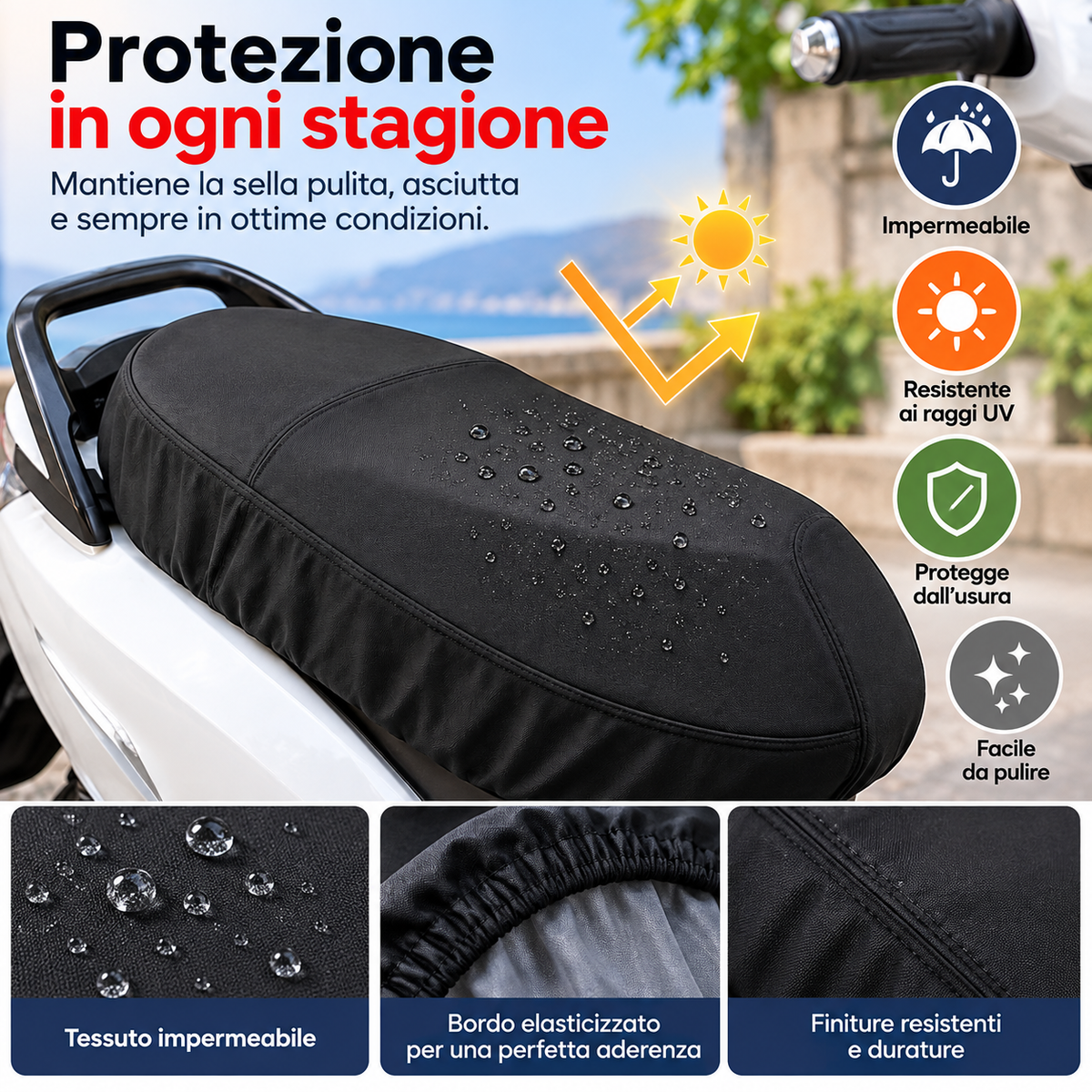Coprisella Scooter Universale Top Drive Tour Impermeabile e Traspirante 75×120 cm