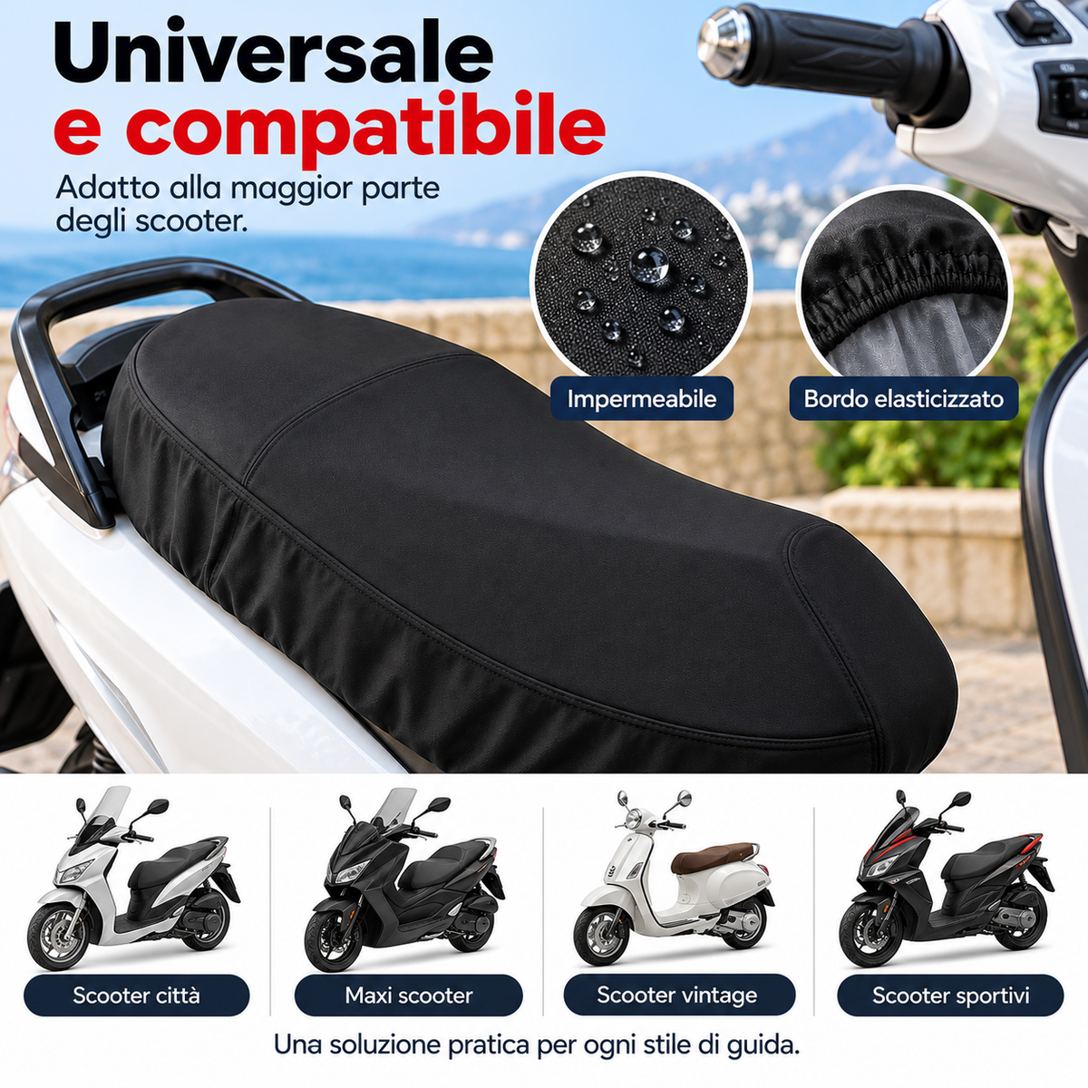 Coprisella Scooter Universale Top Drive Tour Impermeabile e Traspirante 75×120 cm
