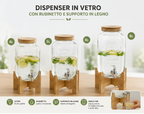 Dispenser in Vetro con Rubinetto e Supporto in Legno – 4L / 5L / 8L