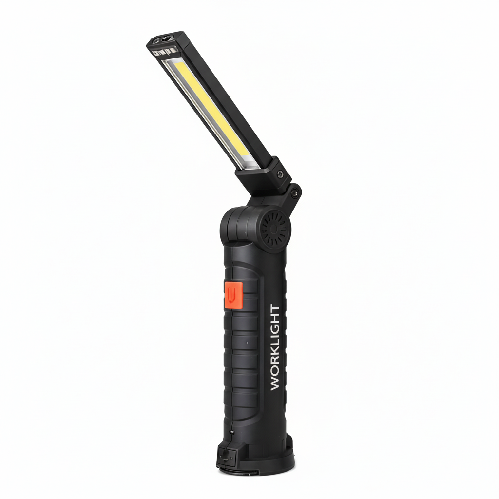 Lampada da Lavoro LED Ricaricabile USB 360° con Base Magnetica e 5 Modalità Luce