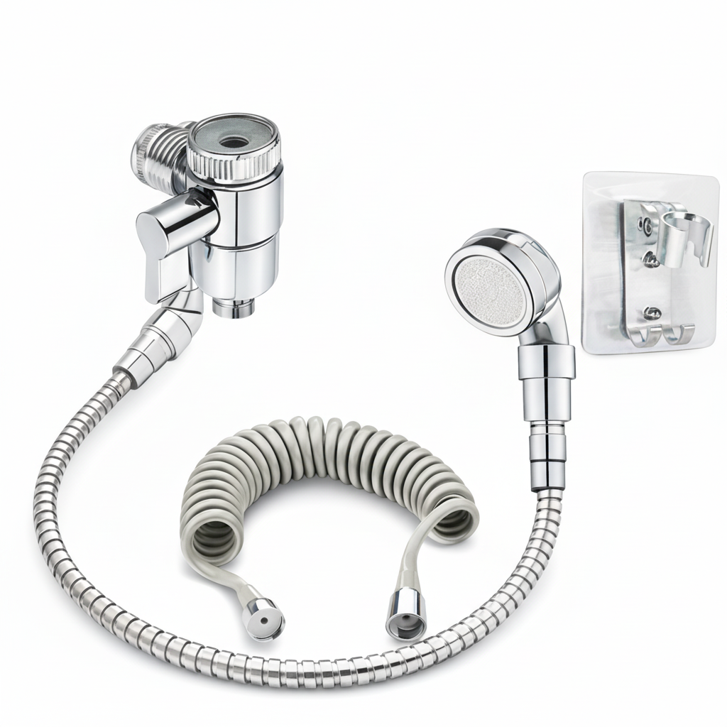 Kit Doccia con Deviatore e Soffione Compatto ad Alta Pressione