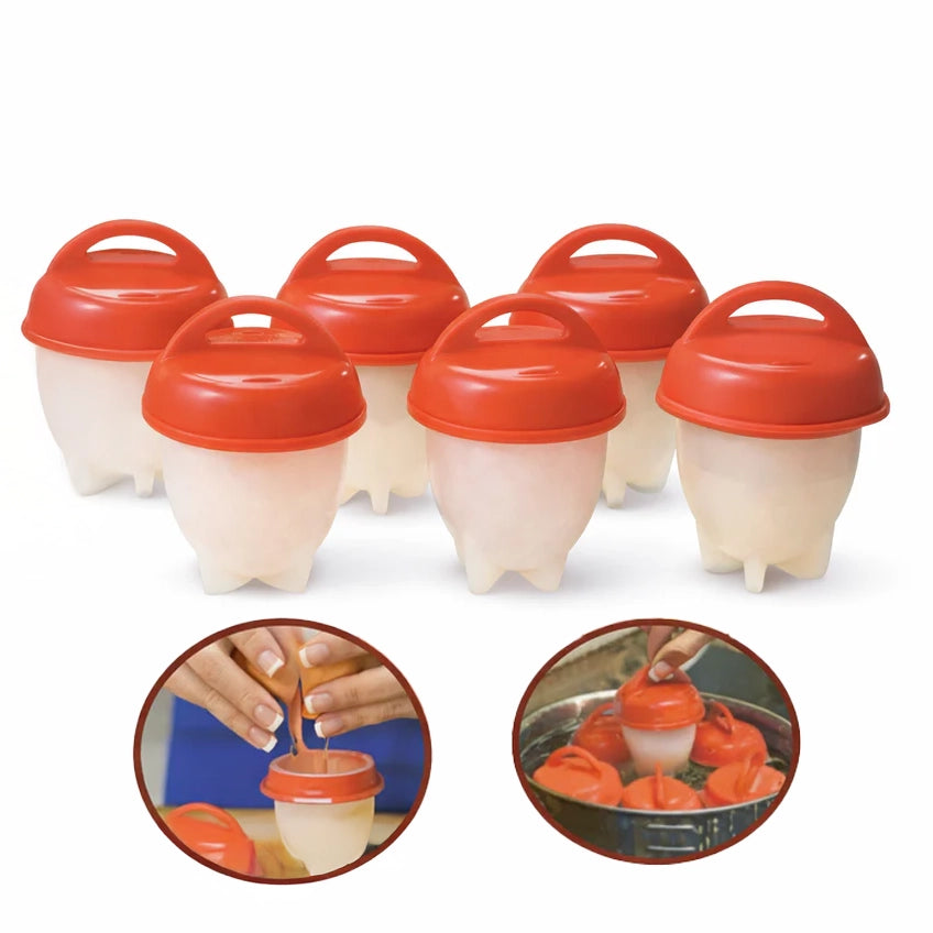 Cuocitore per Uova in Silicone – Set da 6 Stampi per Uova Sode e Omelette