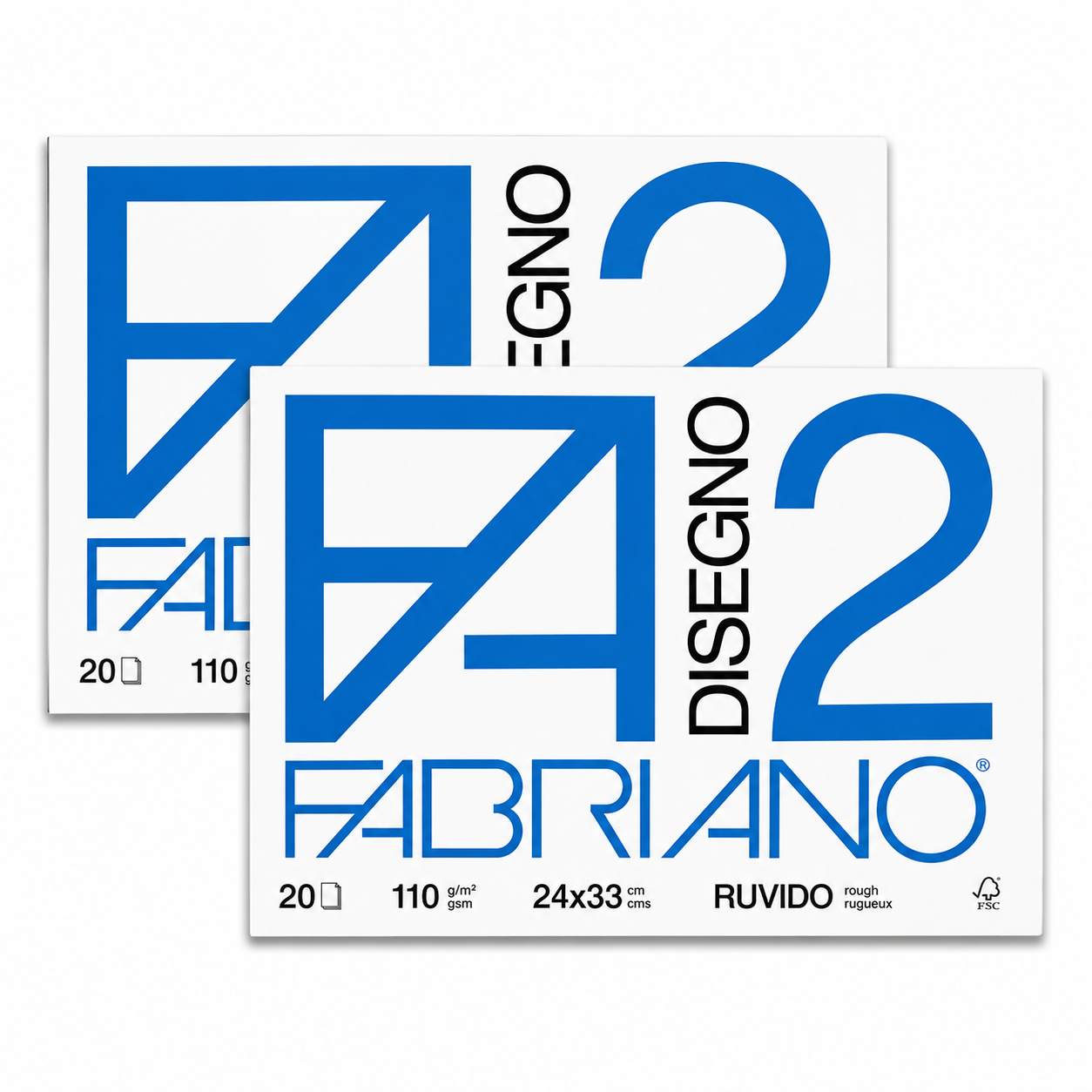 2 Blocchi Disegno Fabriano F2 24x33 cm Ruvidi – 20 Fogli cad.