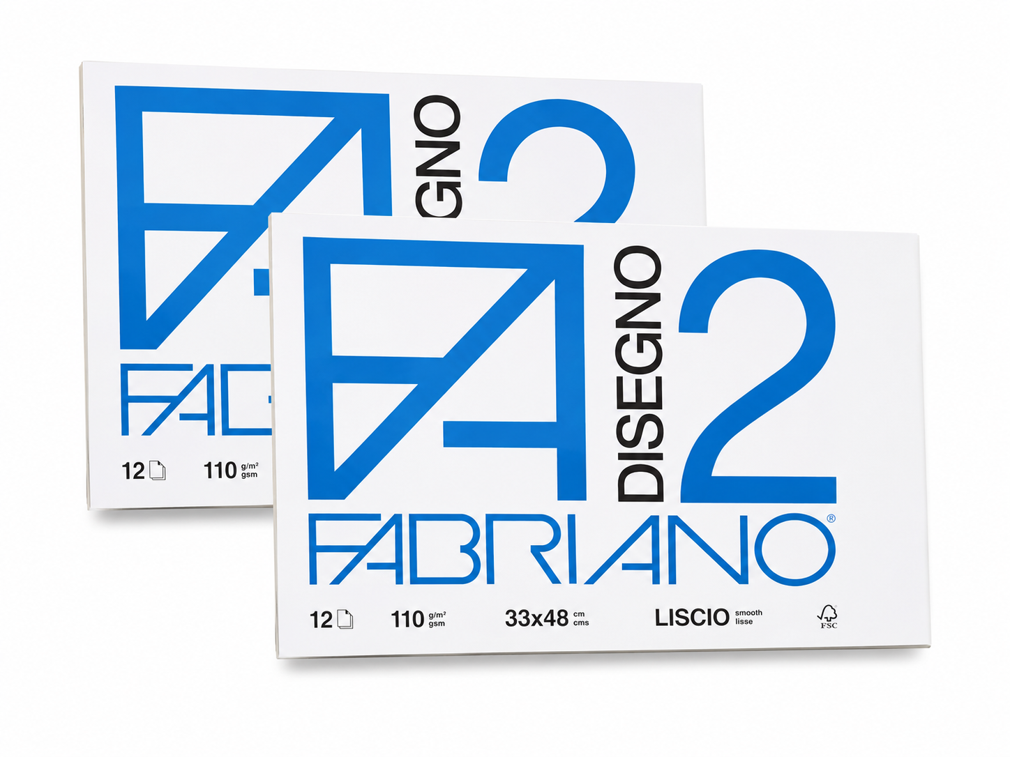 2 Blocchi Disegno Fabriano F2 33x48 cm Lisci – 12 Fogli cad.