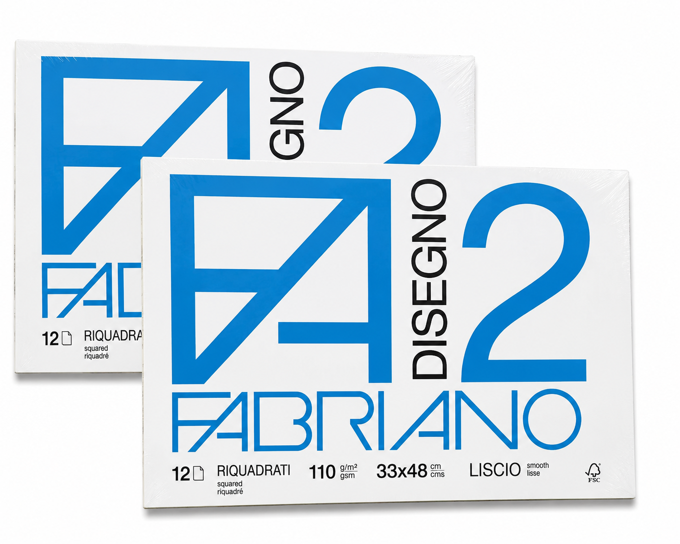 2 Blocchi Disegno Fabriano F2 33x48 cm Lisco Squadrati – 12 Fogli cad.