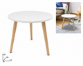 Tavolino Arredo in Legno Bianco Tondo 40x40x39 cm