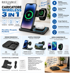 Caricatore Wireless 3 in 1 Pieghevole per Smartphone, Apple Watch e Auricolari – Stazione di Ricarica Rapida