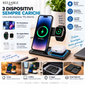 Caricatore Wireless 3 in 1 Pieghevole per Smartphone, Apple Watch e Auricolari – Stazione di Ricarica Rapida