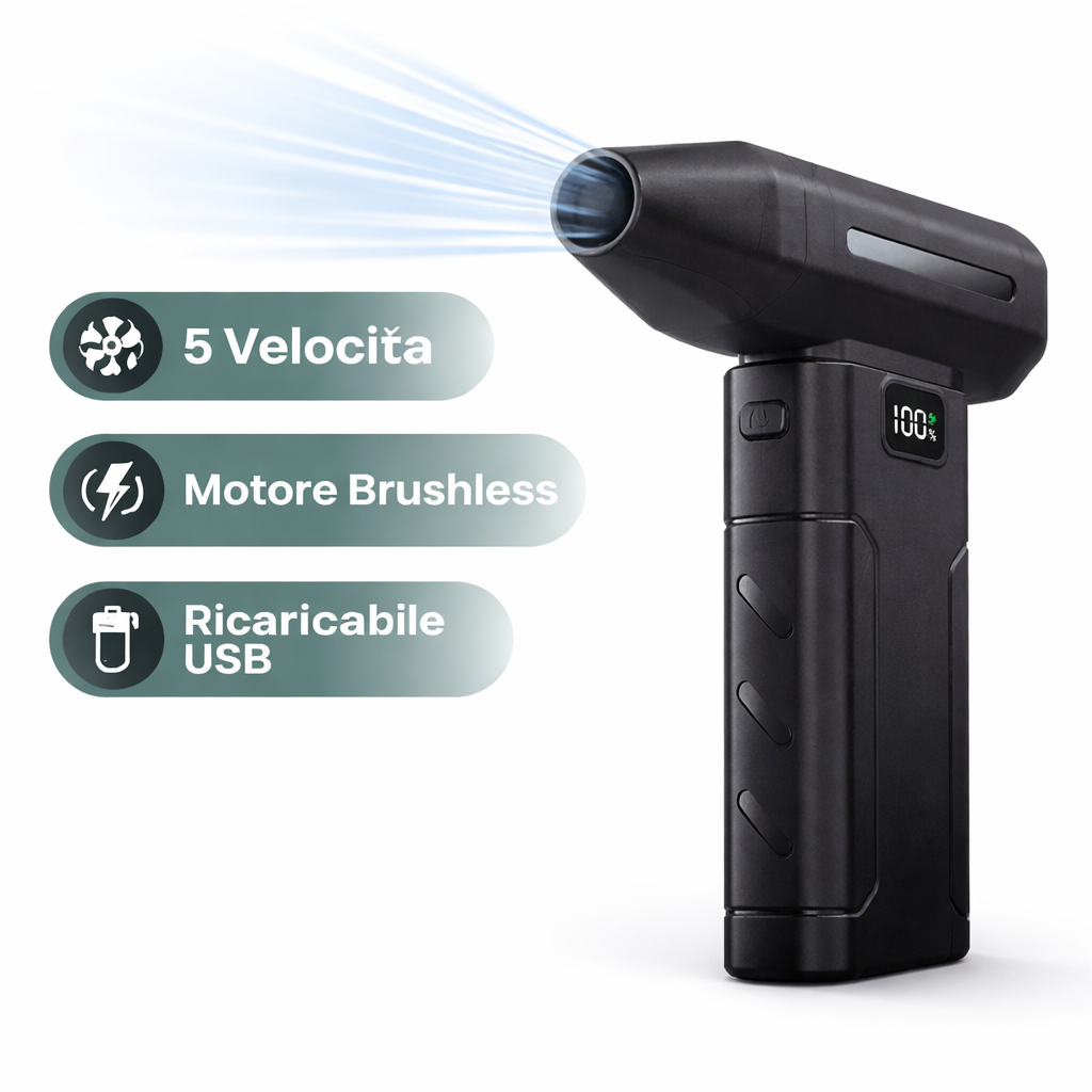 Soffiatore Portatile X8 ad Alta Potenza Ricaricabile USB – 5 Velocità