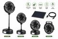 Ventilatore Solare 4 in 1 Ricaricabile con 5 Velocità, Power Bank e Luce Camping