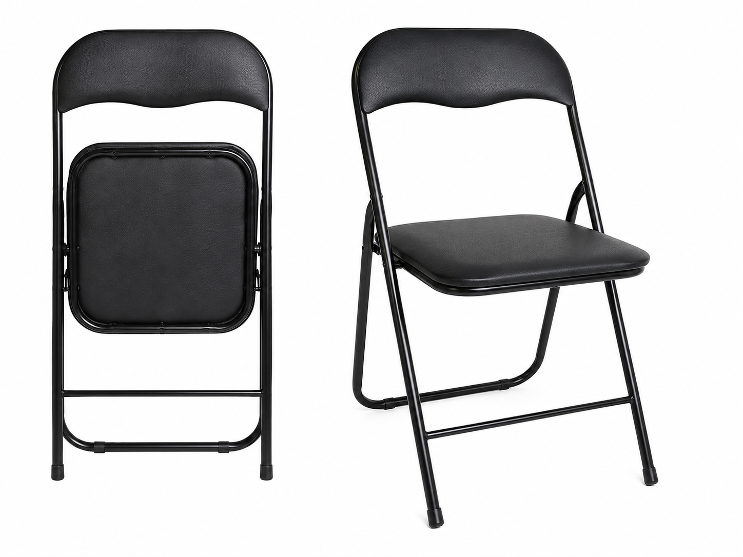 Set 6 Sedia Pieghevole Imbottita Nera con Struttura in Tubo Nero