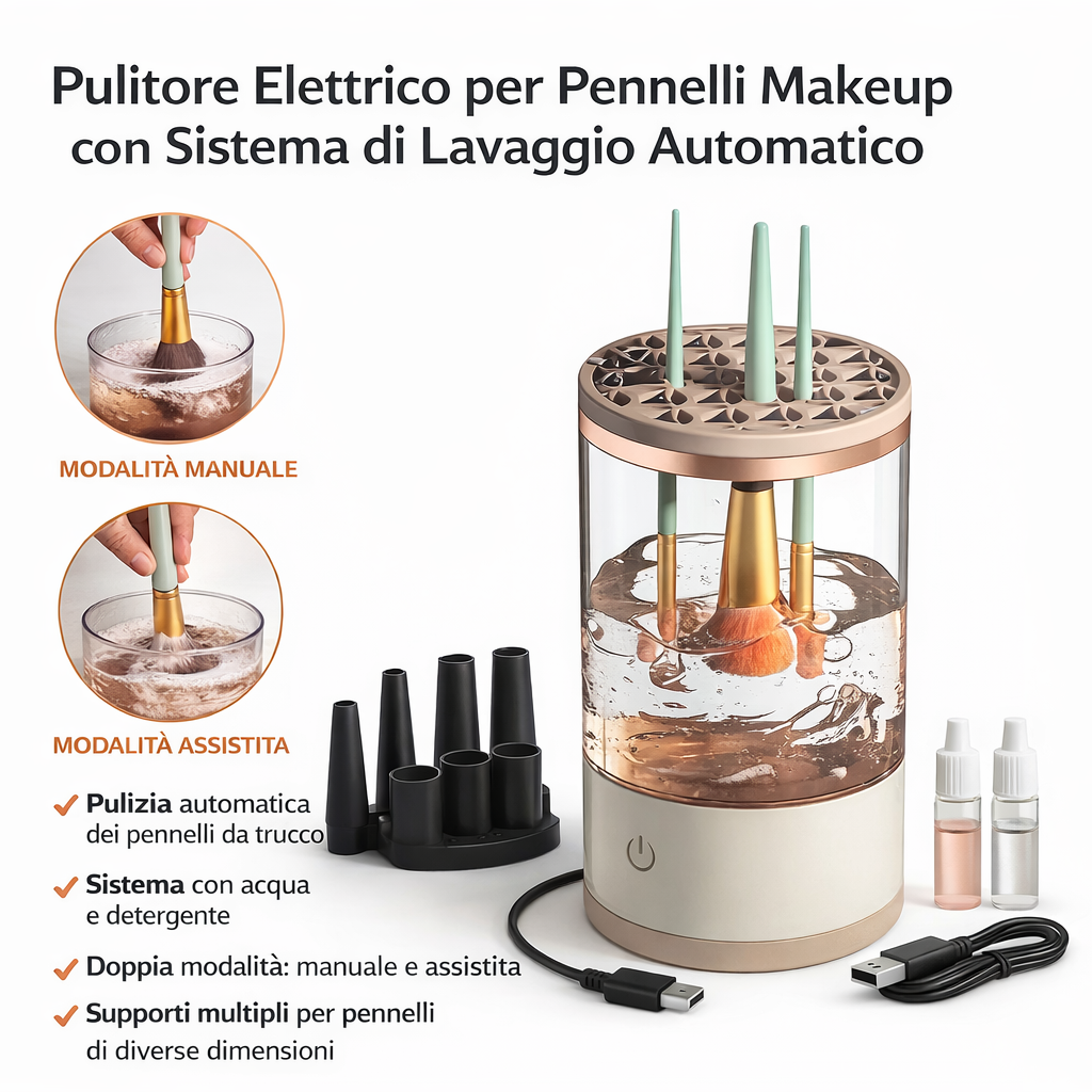 Pulitore Elettrico Pennelli Make-up - Lavaggio Automatico Professionale