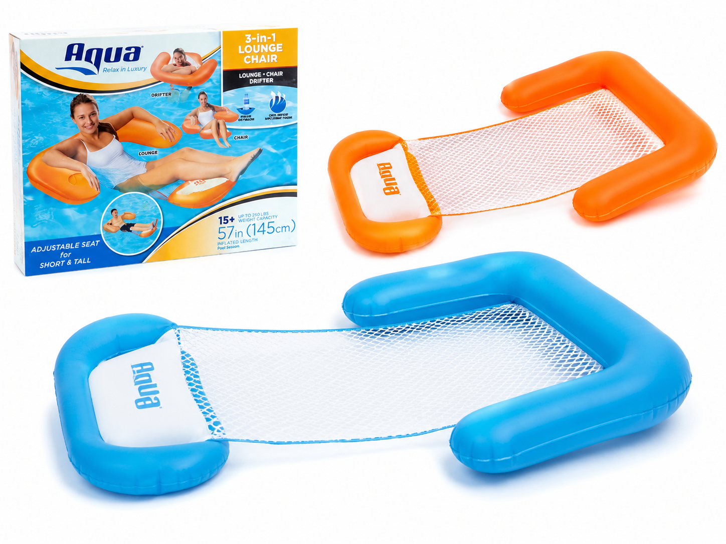 Poltrona Gonfiabile 3 in 1 da Piscina 145 cm con Schienale e Cuscino