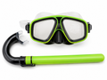 Maschera Sub con Tubo Snorkel Verde per Mare e Piscina