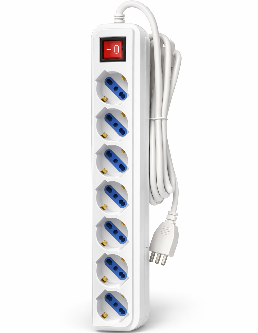 Multipresa Elettrica 7 Posti con Interruttore e Cavo – Presa Italiana