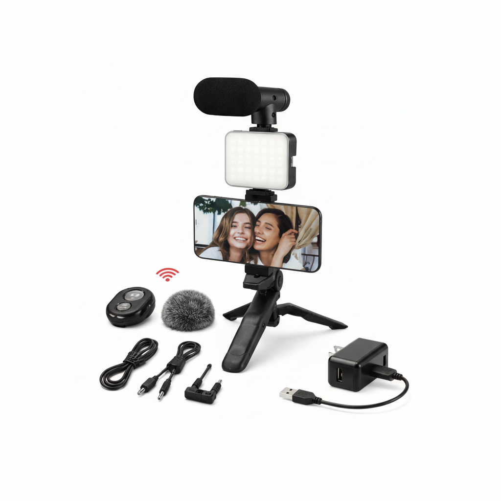 Kit Fotografia Smartphone con Luce LED e Microfono Direzionale