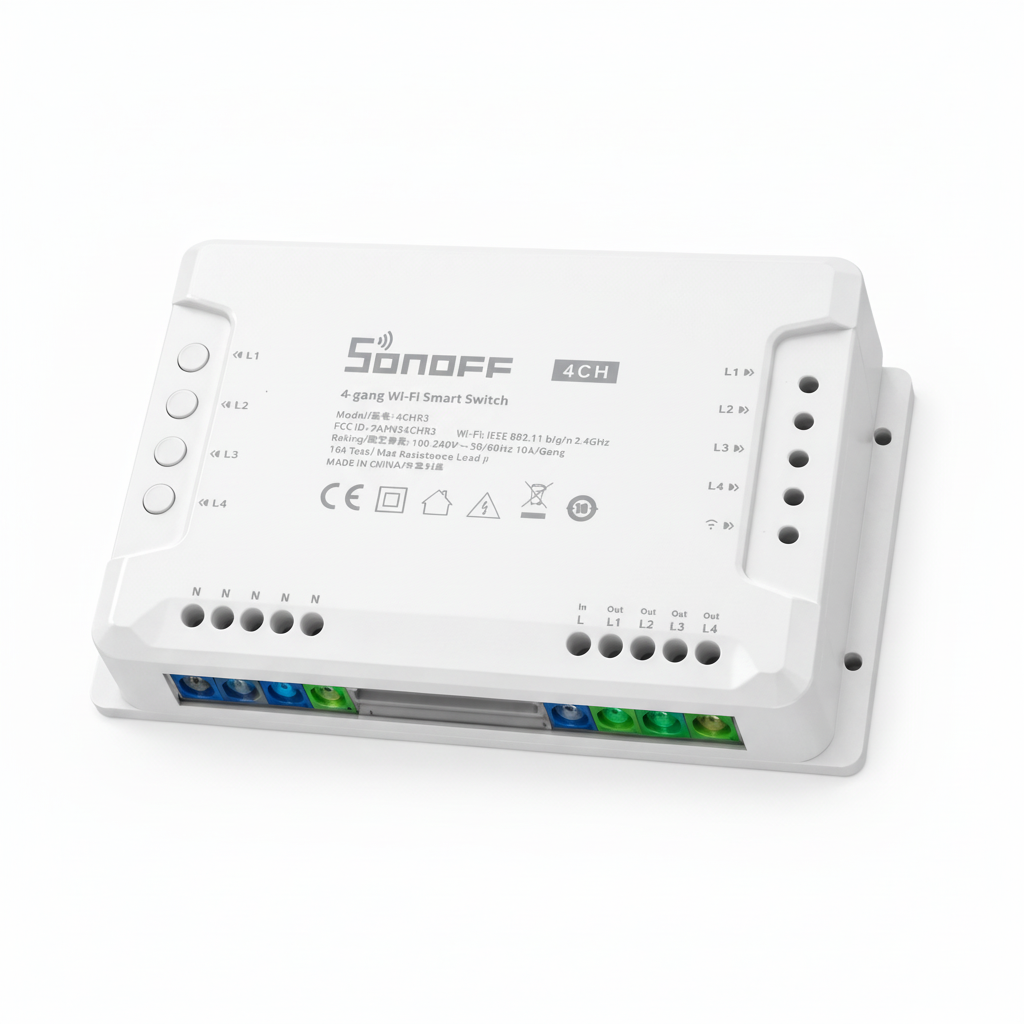 Interruttore Smart Sonoff 4 Canali Wi-Fi per Casa Intelligente