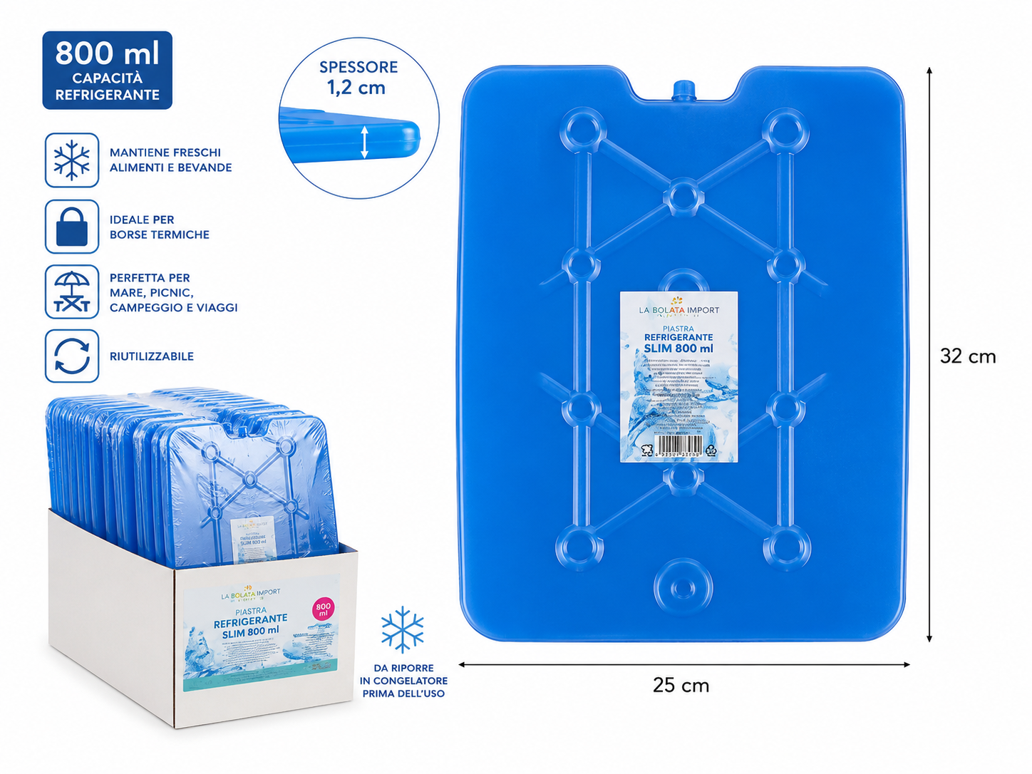 Piastra Refrigerante Slim 800 ml per Borse Termiche 25x32 cm