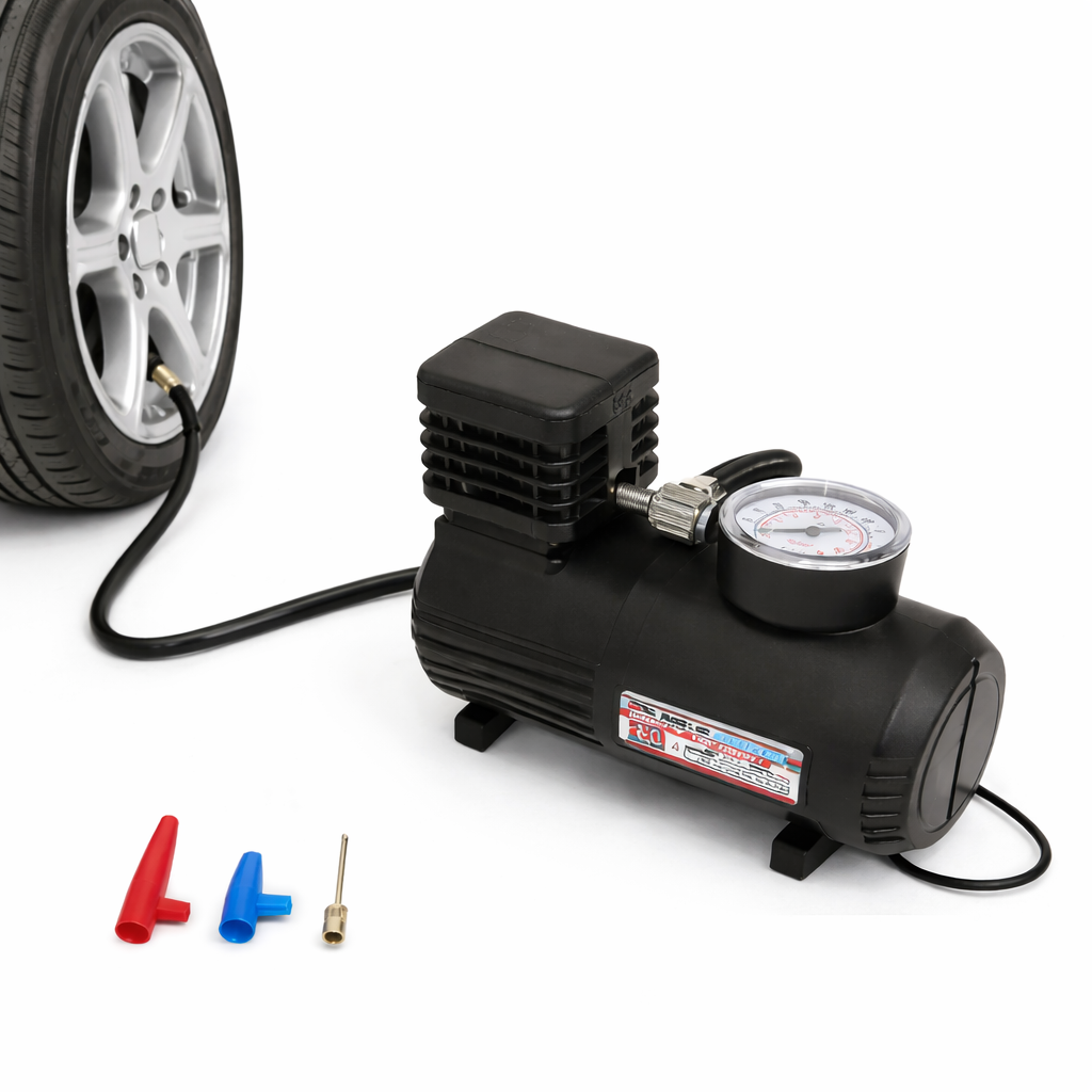 Compressore Portatile per Auto 12V con Manometro Integrato
