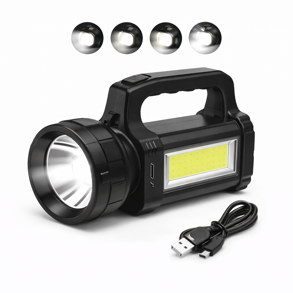 Lampada LED Portatile Ricaricabile con Torcia Frontale e Luce COB