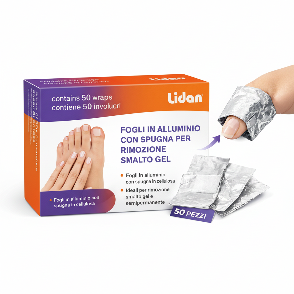 Fogli in Alluminio con Spugna per Rimozione Smalto Gel – 50 Pezzi Soak Off