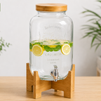 Dispenser in Vetro con Rubinetto e Supporto in Legno – 4L / 5L / 8L