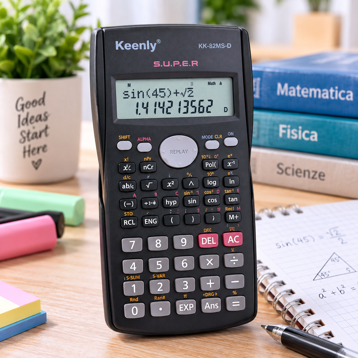 Calcolatrice Scientifica 240 Funzioni con Display a 2 Righe – 10+2 Cifre