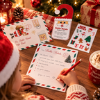 Kit Lettera a Babbo Natale con Busta, Adesivi, Matita e Cartello per Porta – Set Natalizio Bambini