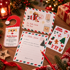 Kit Lettera a Babbo Natale con Busta, Adesivi, Matita e Cartello per Porta – Set Natalizio Bambini