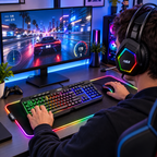 Kit Gaming 4 in 1 RGB con Tastiera, Mouse 7200 DPI, Cuffie con Microfono e Mousepad XXL