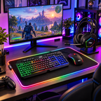 Kit Gaming 4 in 1 RGB con Tastiera, Mouse 7200 DPI, Cuffie con Microfono e Mousepad XXL
