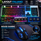 Kit Gaming Tastiera Meccanica RGB Layout Italiano + Mouse Gaming