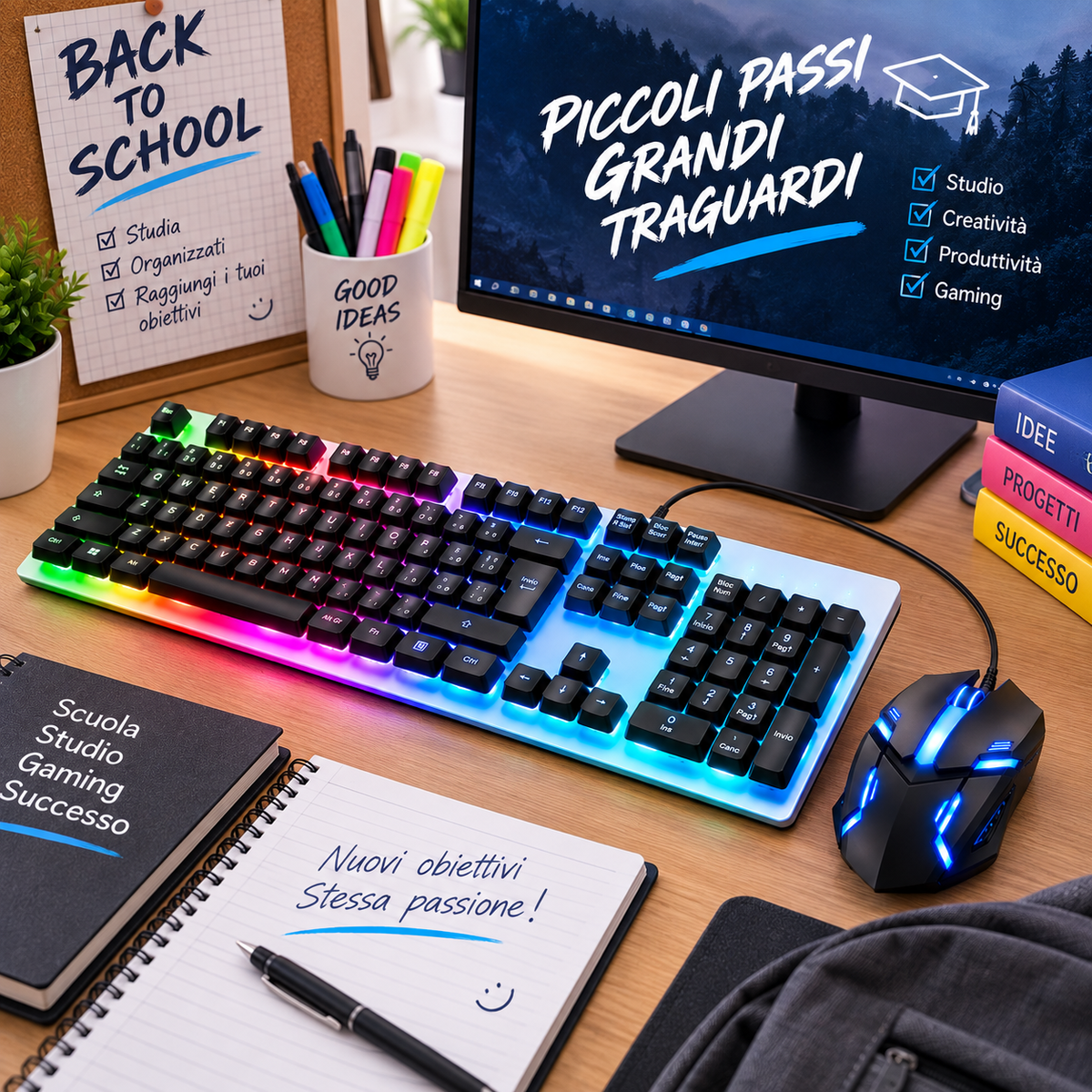 Kit Gaming Tastiera Meccanica RGB Layout Italiano + Mouse Gaming