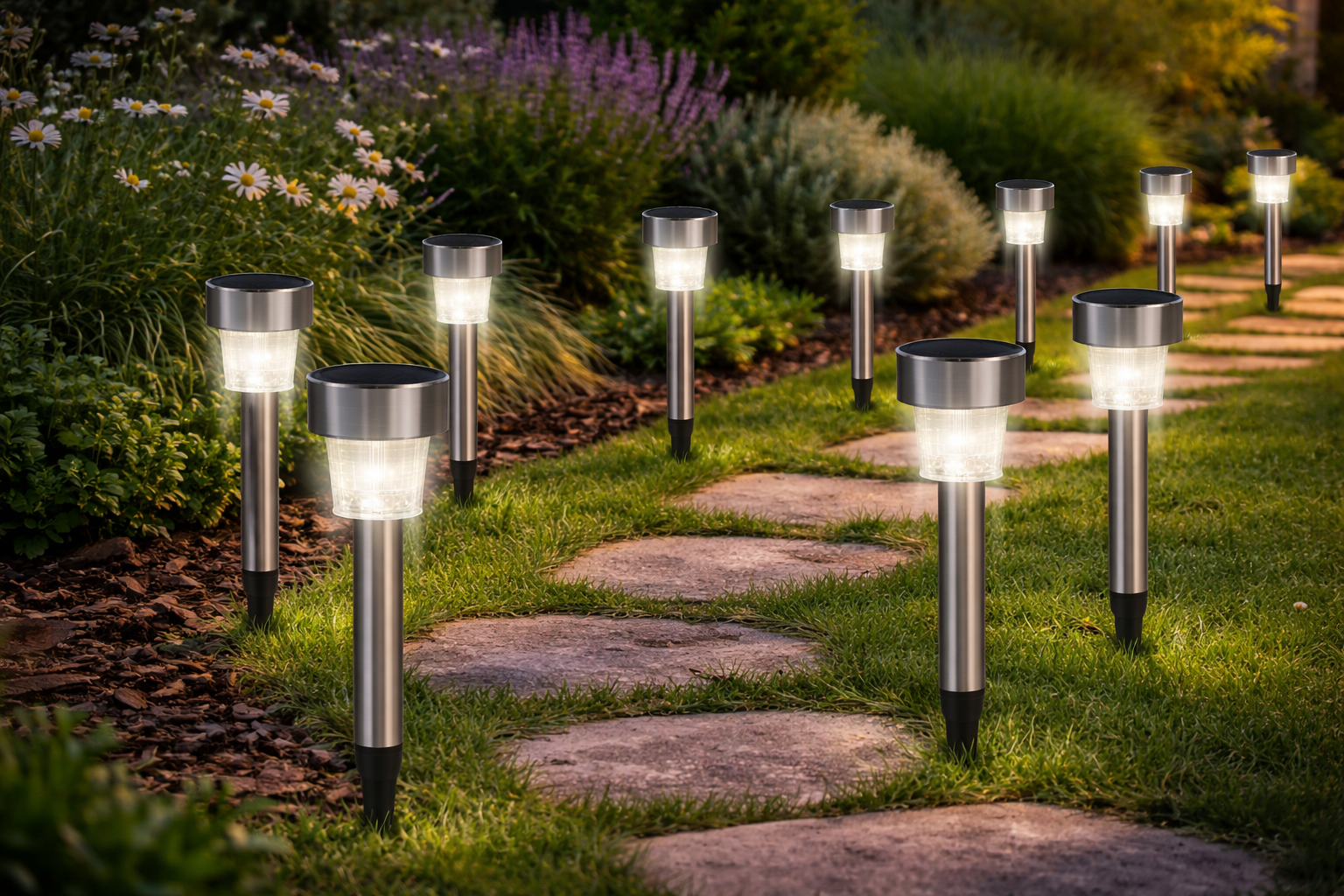 Lampade Solari da Giardino LED – Set da 12 Pezzi per Esterni