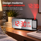 Orologio Sveglia Digitale a Specchio LED con Proiezione dell’Ora e Temperatura