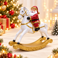 Cavallo a dondolo natalizio decorativo – Statuina e addobbo di Natale per casa, con Babbo Natale, orsetto o senza personaggio