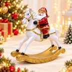 Cavallo a dondolo natalizio decorativo – Statuina e addobbo di Natale per casa, con Babbo Natale, orsetto o senza personaggio