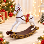 Cavallo a dondolo natalizio decorativo – Statuina e addobbo di Natale per casa, con Babbo Natale, orsetto o senza personaggio