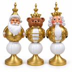 Statuina natalizia bianca e oro 35 e 50 cm – Addobbo di Natale con Babbo Natale, orsetto o soldatino