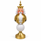 Statuina natalizia bianca e oro 35 e 50 cm – Addobbo di Natale con Babbo Natale, orsetto o soldatino