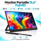 Monitor Portatile Atlantis 15,6" Full HD IPS 1080p USB-C HDMI con Supporto Integrato