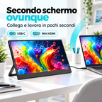 Monitor Portatile Atlantis 15,6" Full HD IPS 1080p USB-C HDMI con Supporto Integrato