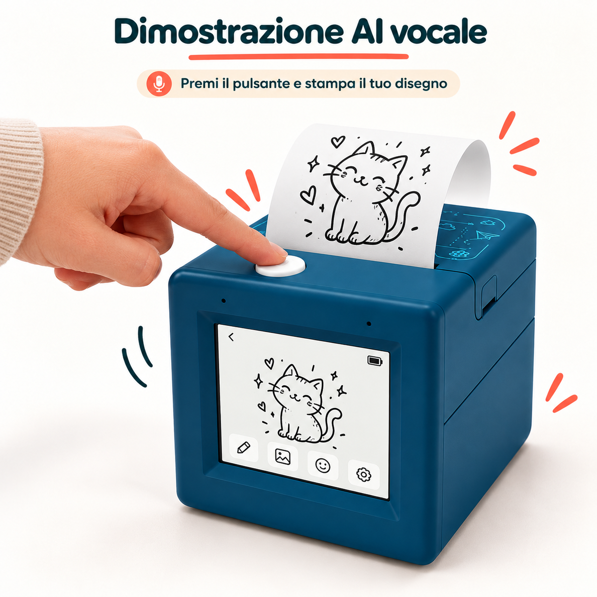 Stampante AI Oregon Scientific LP28AI con Comando Vocale, Mini Stampante Termica Portatile per Disegni, Etichette e Foto