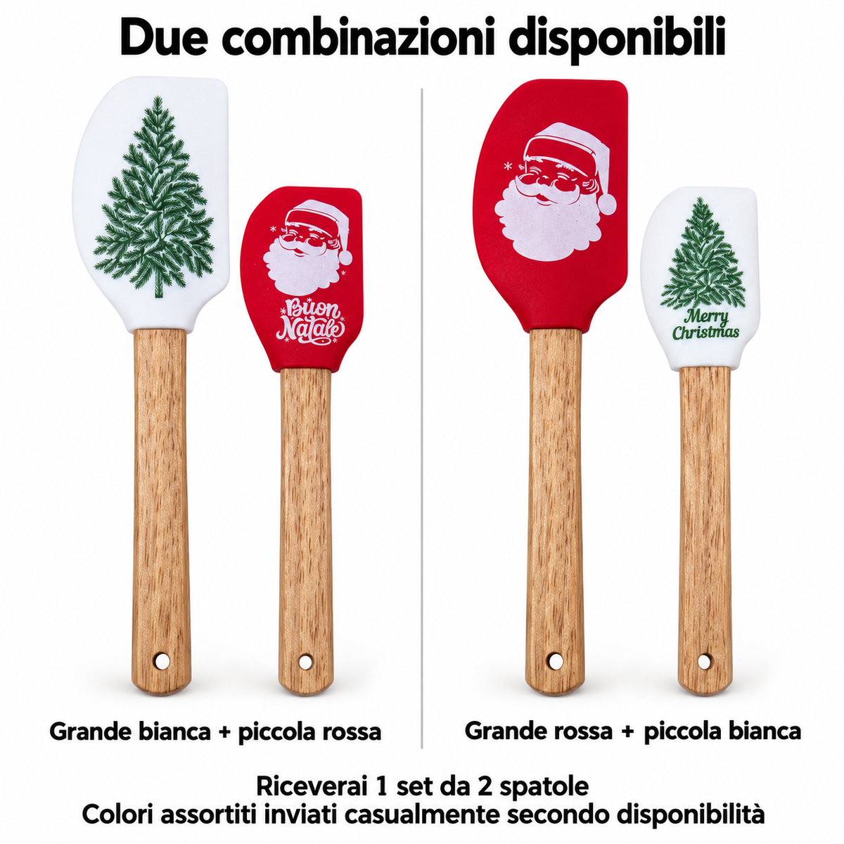 Set utensili da cucina natalizi – Spatole, formine per biscotti e frusta, diverse composizioni per dolci di Natale