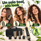 Spazzola Asciugacapelli 5 in 1 ad Aria Calda 700W con Accessori per Lisciare, Arricciare e Dare Volume